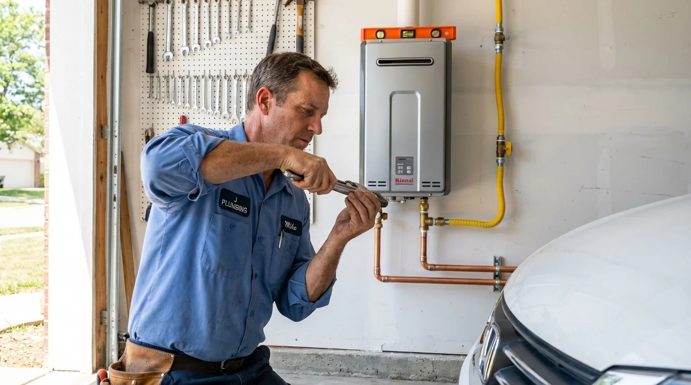Tankless water heater installation by a Johns Plumbing LLC plumber in Fall Creek